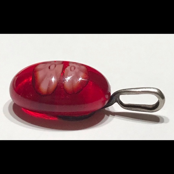 Fiery Red Miniature Floral Pendant - Picture 4 of 9